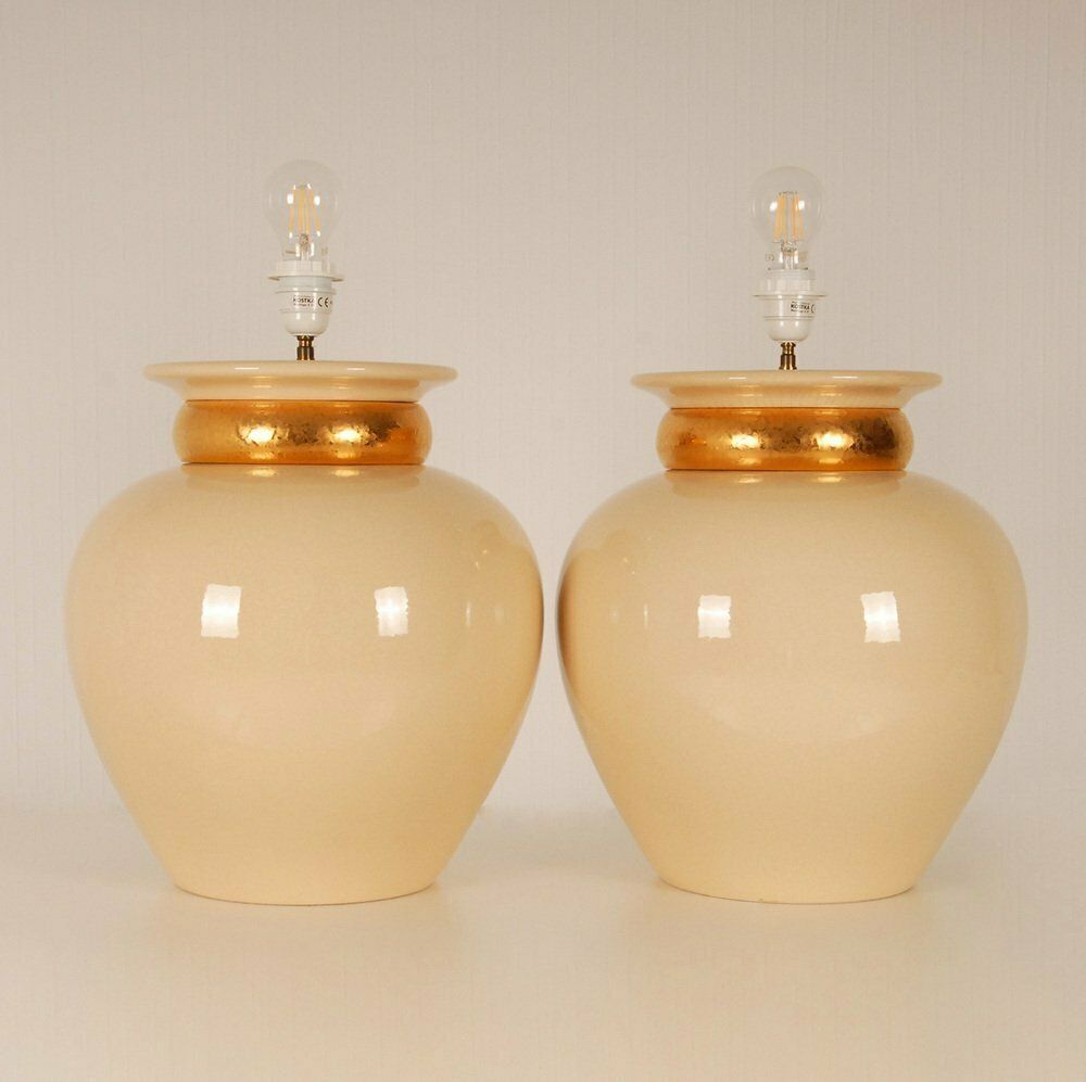 Mid Century Ceramic Vase Table Lamps In The Style Of Robert Kostka Longwy, 1970s, Set Of 2 photo Lighting