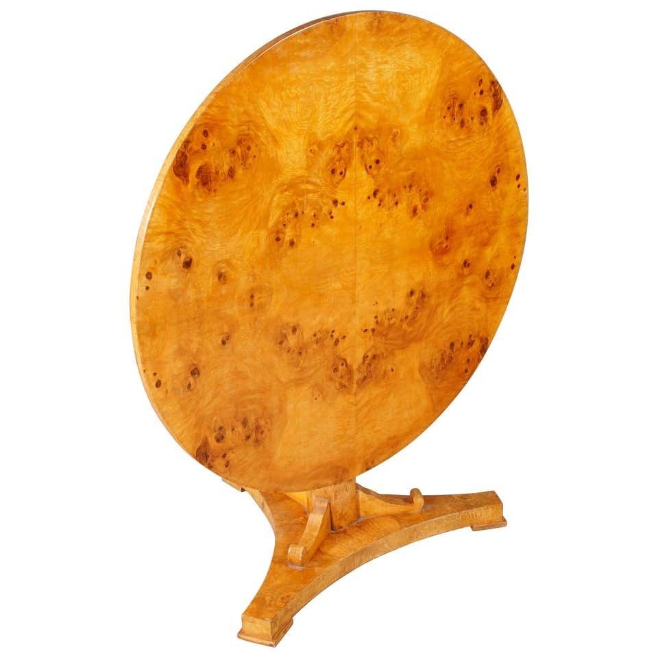20th Century Round Folding Table In Biedermeier Style, Maple Root