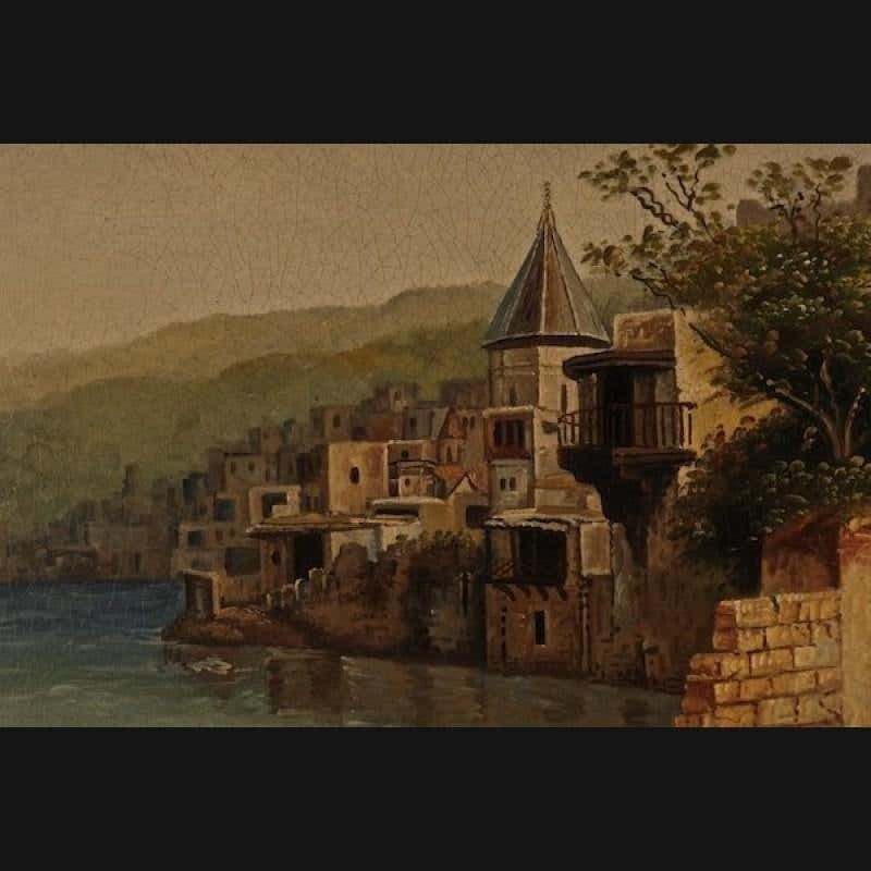20th Century Oil Painting Oriental Scene Architecturally Finely Designed Mosque photo Art