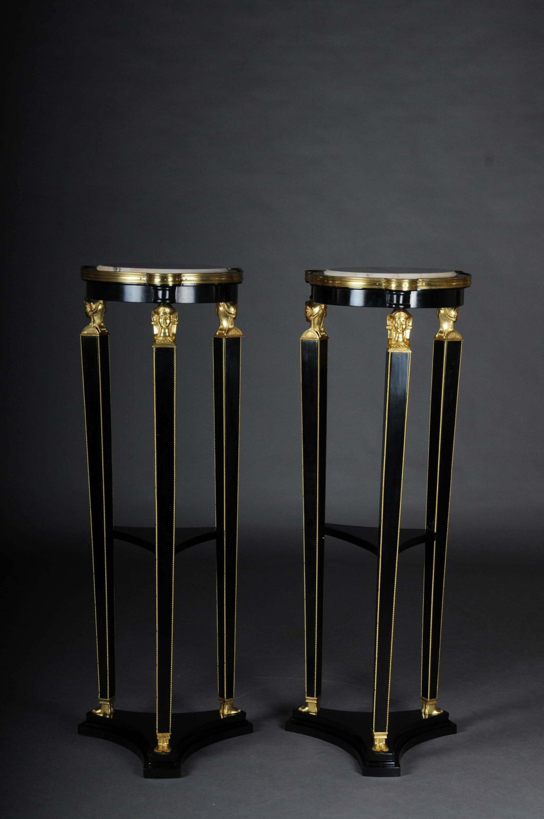 Classic Ebonised Karyadite Pillar / Pedestal In Empire Style photo furniture