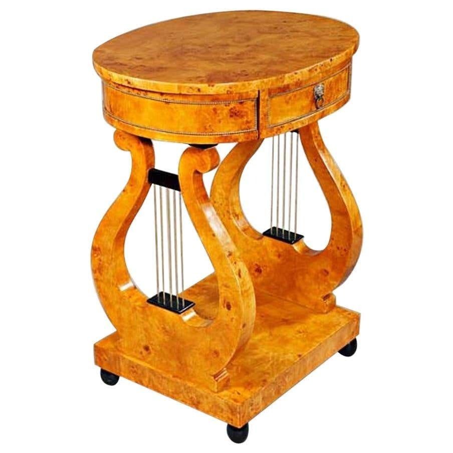 Beautiful Lyre Sewing Table In Viennese Biedermeier Style