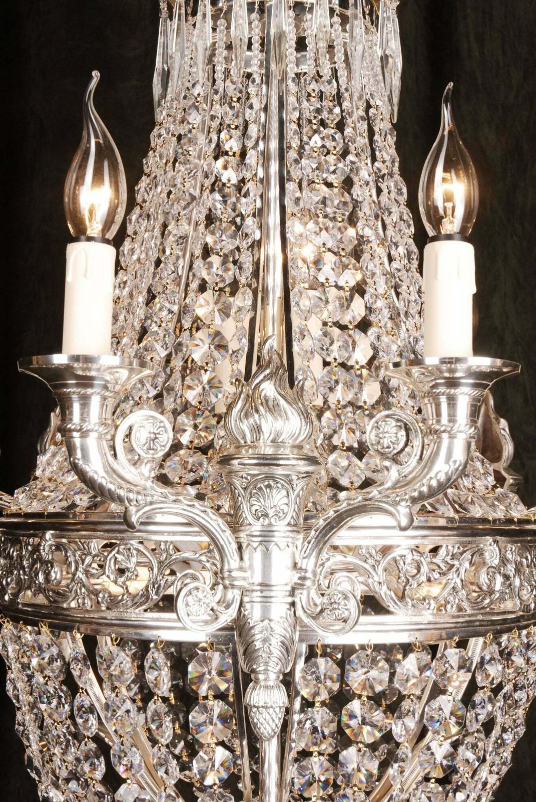 20th Century Biedermeier Classicist Style Basket Chandelier photo vintage