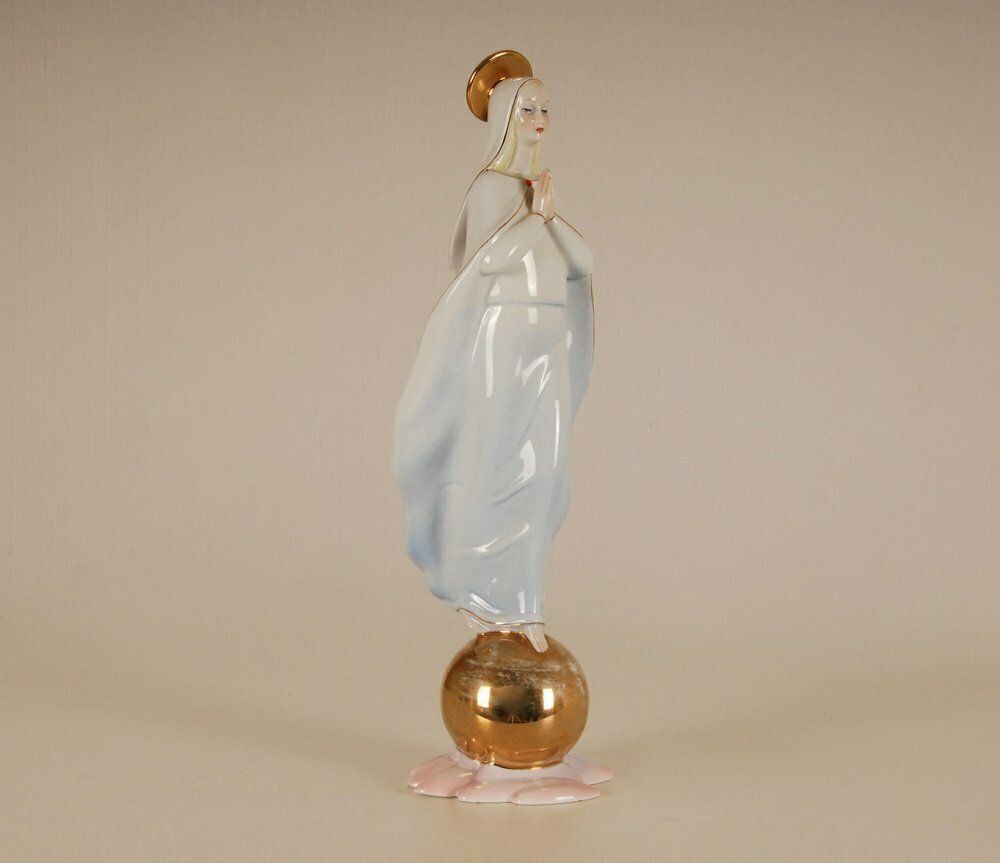 Italian Ceramic Porcelain Figurine Of Madonna By Giovanni Ronzan