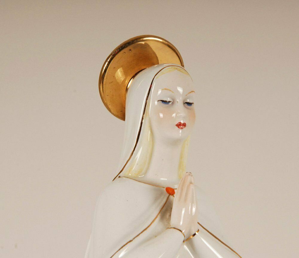 Italian Ceramic Porcelain Figurine Of Madonna By Giovanni Ronzan photo vintage
