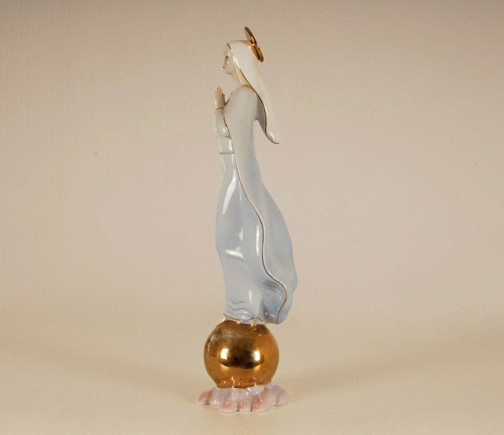 photo for sale Italian Ceramic Porcelain Figurine Of Madonna By Giovanni Ronzan