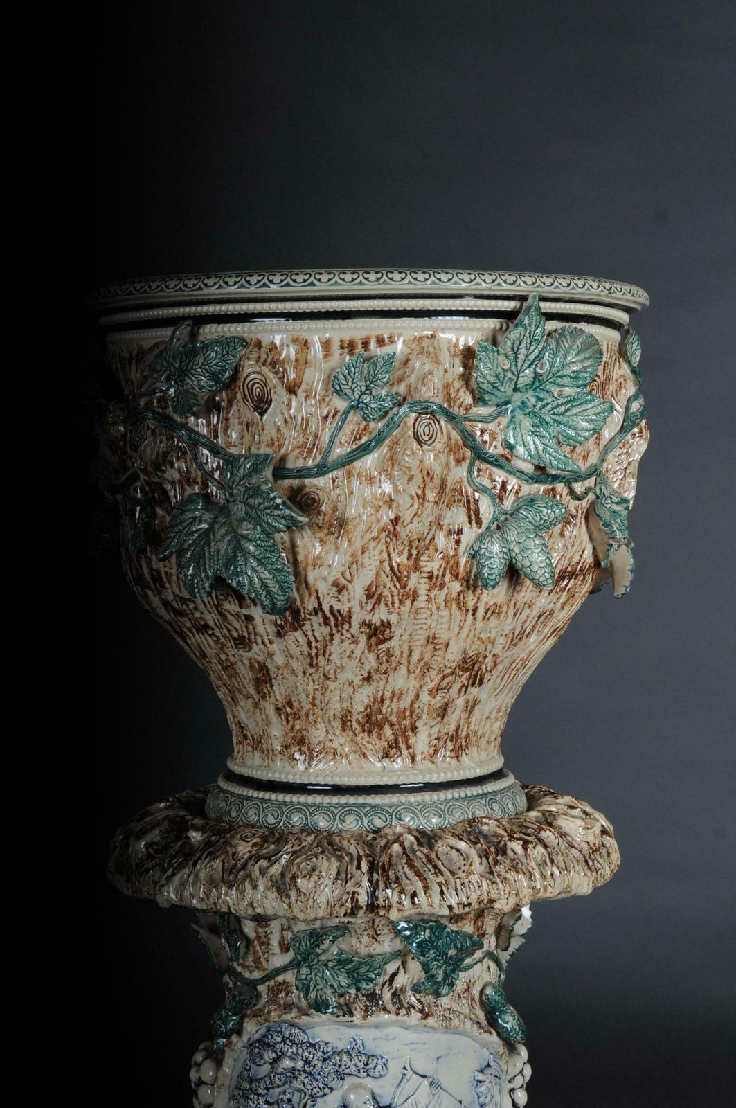 Plant Pot Pillar Majolica Austria Vine Leaves Ceramics From 1885 photo Home Decor