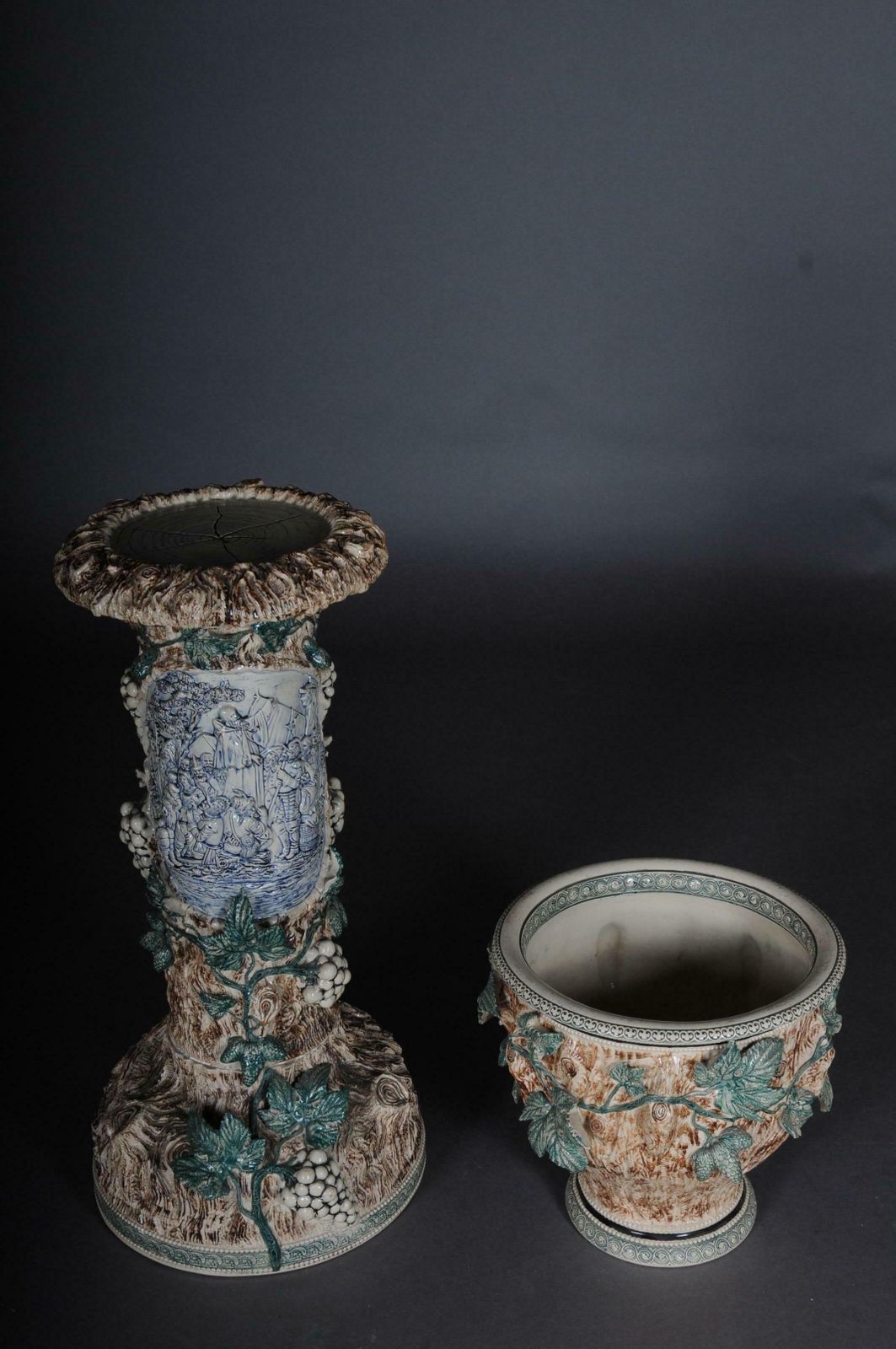 photo buy Plant Pot Pillar Majolica Austria Vine Leaves Ceramics From 1885