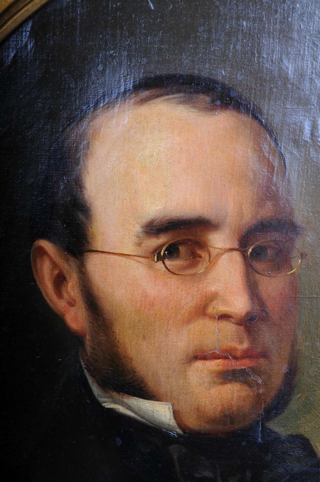 Antique Oval Biedermeier Gentlemen''S Portrait Painting, 19th Century photo for sale