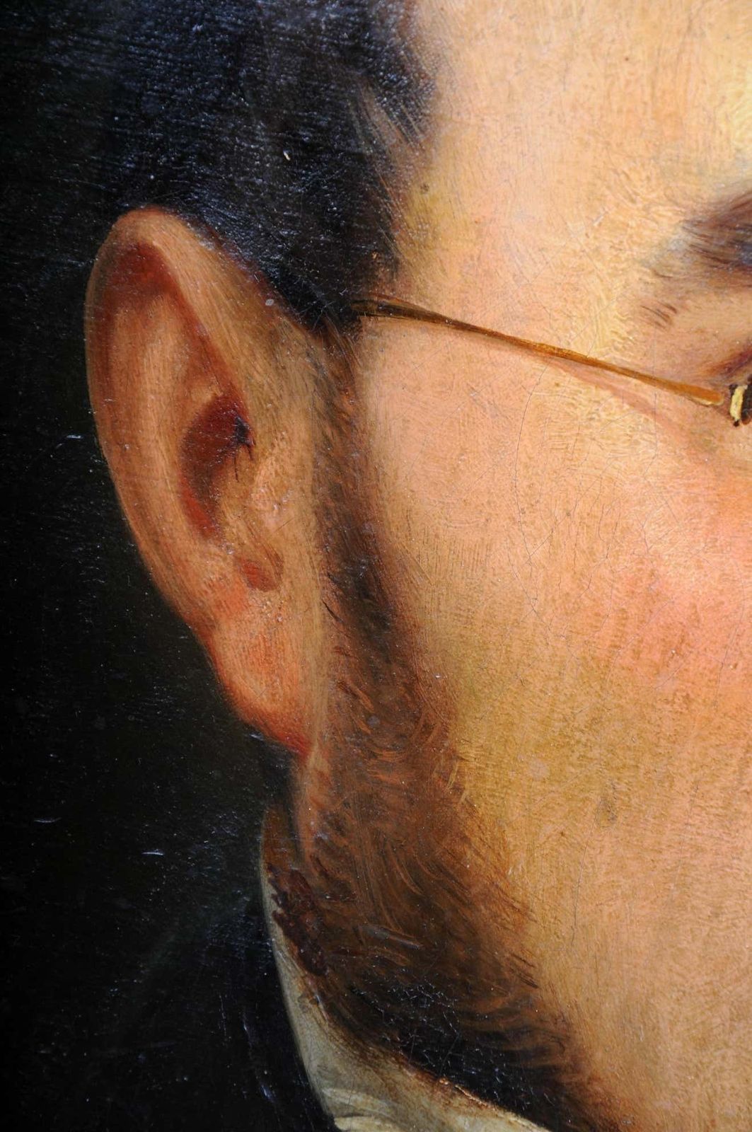 Antique Oval Biedermeier Gentlemen''S Portrait Painting, 19th Century photo vinterior