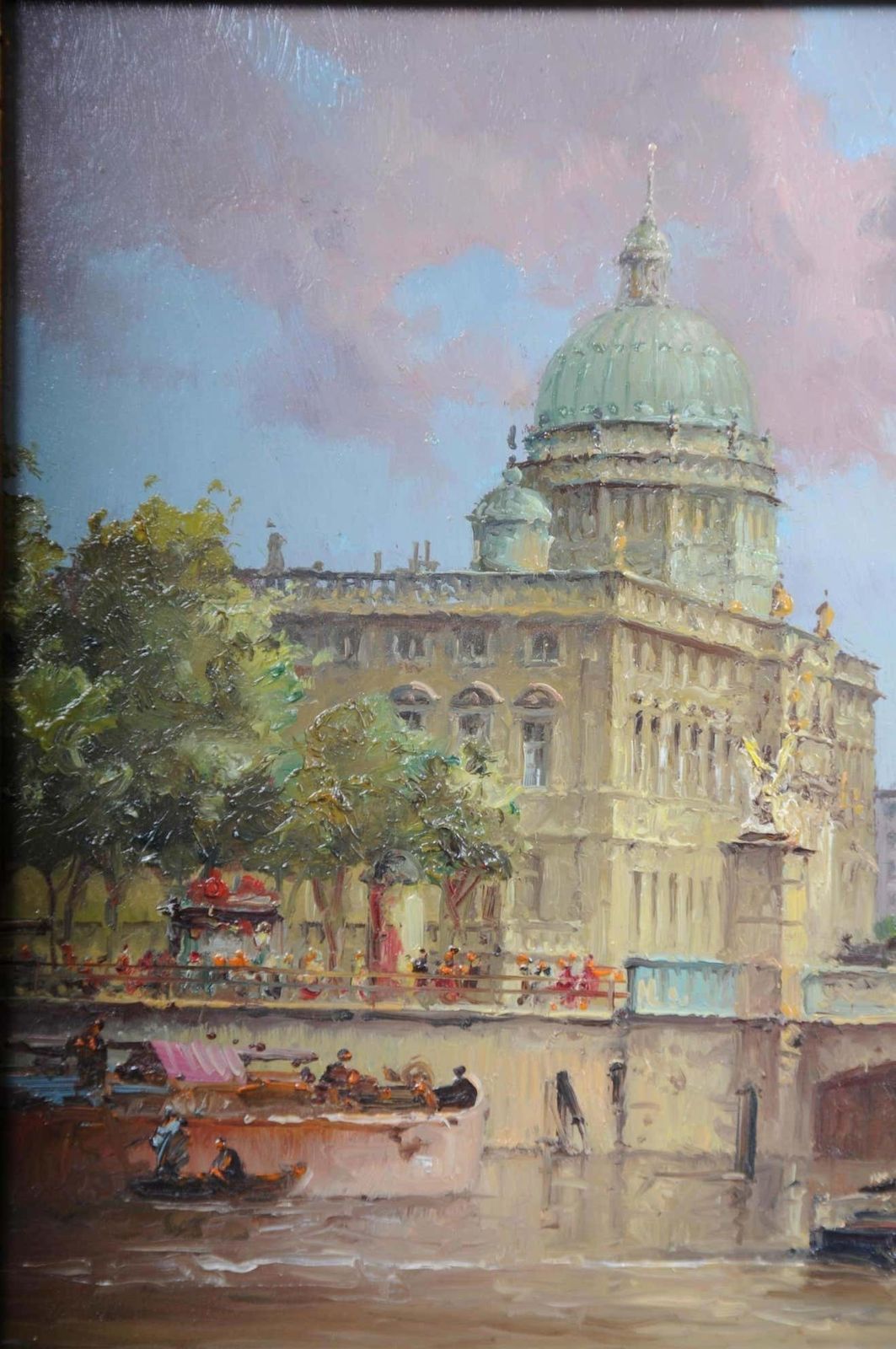 photo for sale Oil Painting Berlin Schlossbrücke Sign, Heinz Scholtz, 20th Century