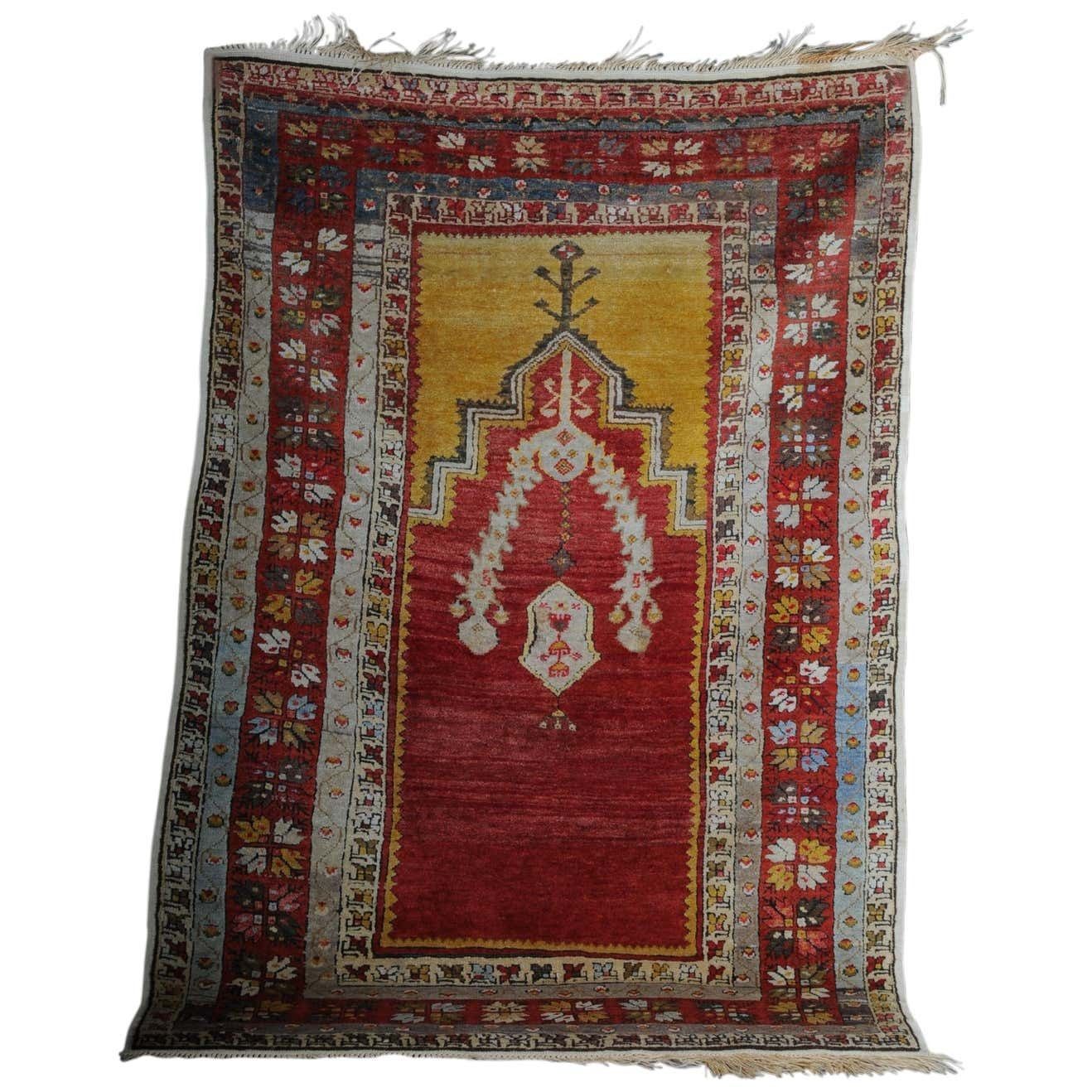 Antique Anatolian Konya Prayer Bridge / Carpet From Circa 1920