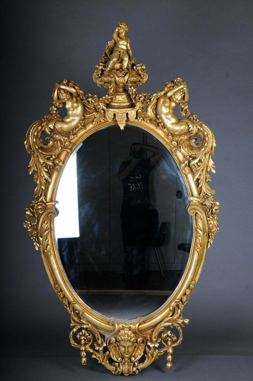 Royal And Monumental Gilded Wall Mirror After F. Linke Paris photo for sale