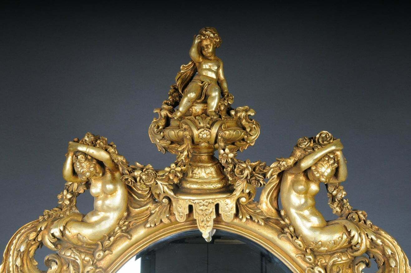 Royal And Monumental Gilded Wall Mirror After F. Linke Paris photo Home Decor