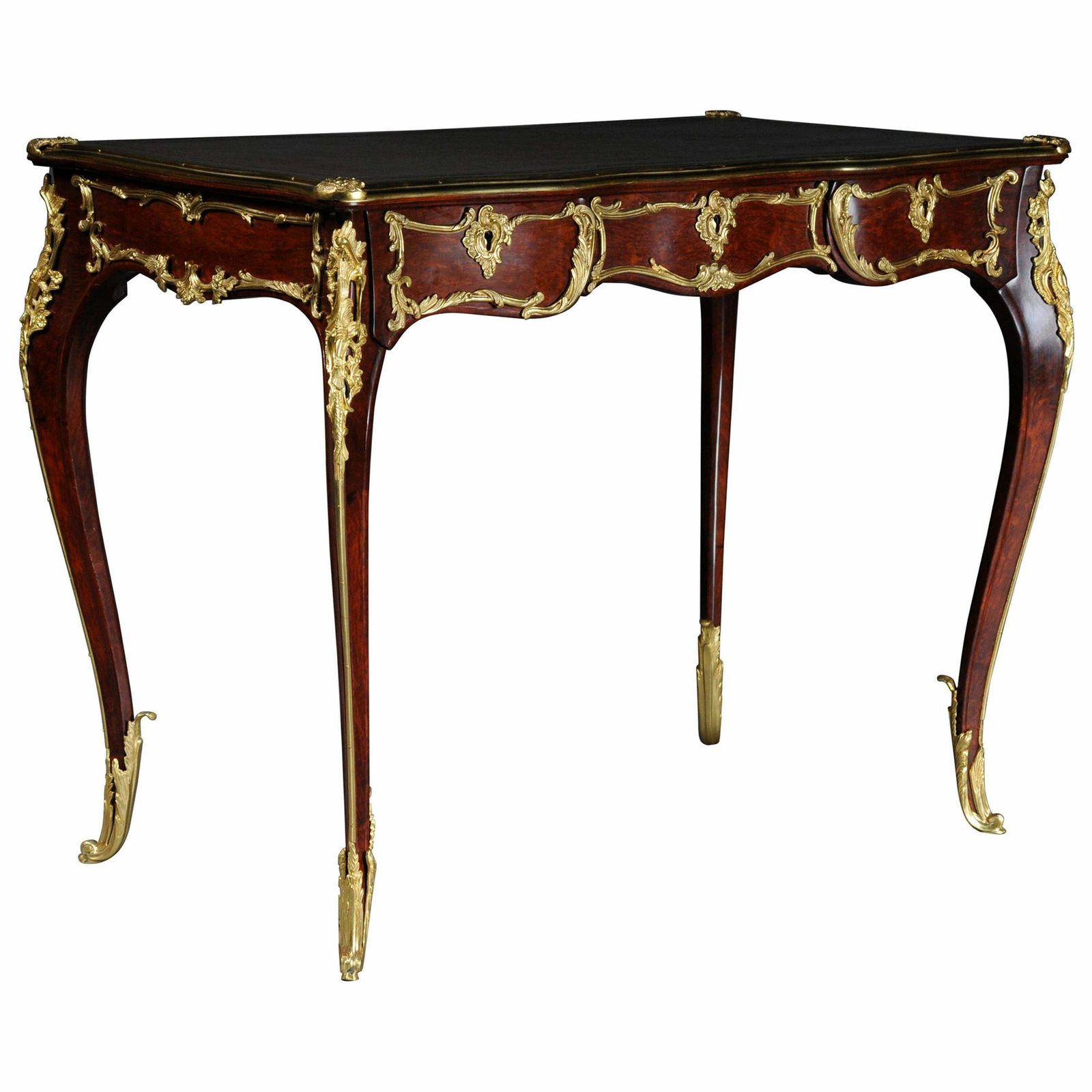 20th Century Elegant Veneered Bureau Plat Or Writing Desk In Louis XV Style