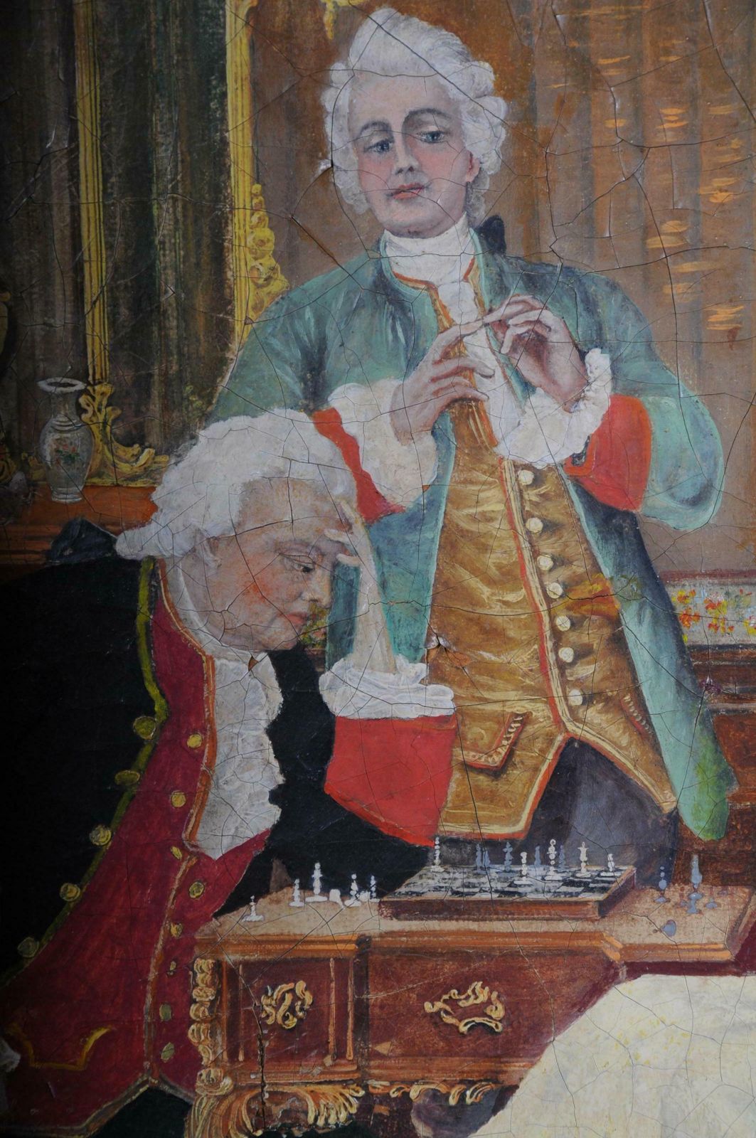 photo furniture Large Oil On Canvas Rococo Painting, Circa 1900