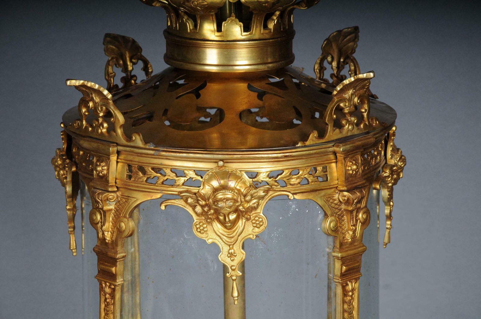 French Fire Bronze Brass Lantern Chandelier Louis XVI Shape photo Lighting