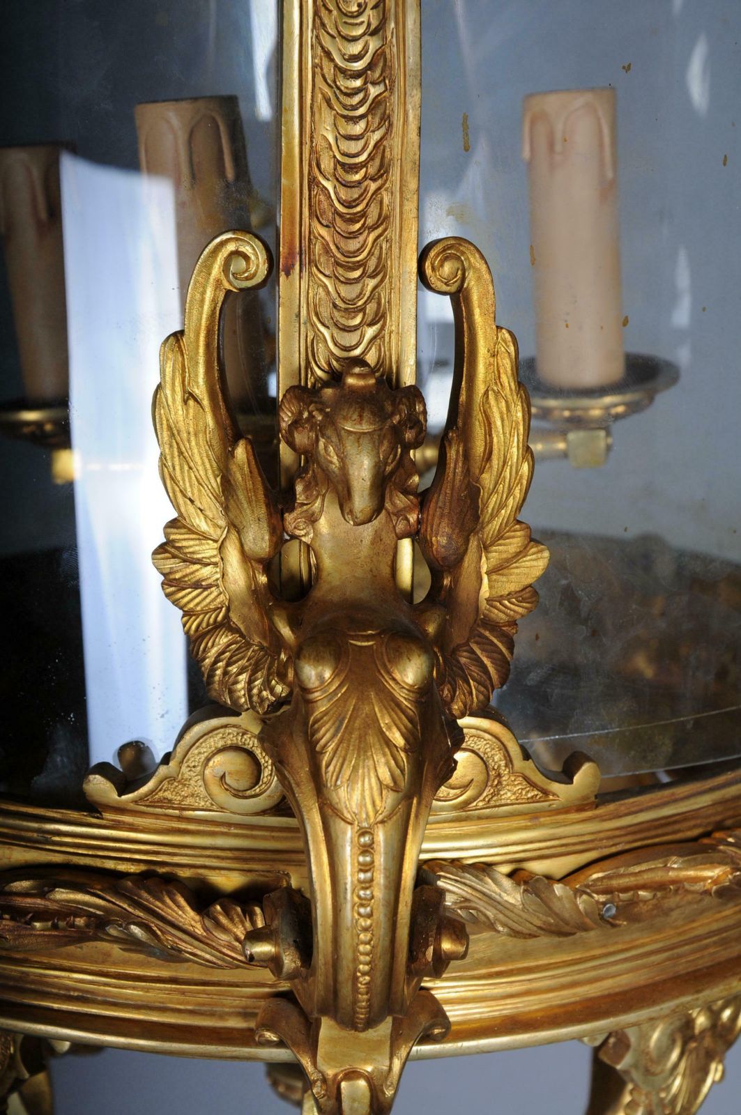 photo buy French Fire Bronze Brass Lantern Chandelier Louis XVI Shape
