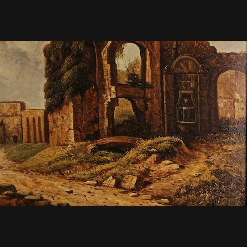 20th Century Oil Painting, Before The Fonatana The Porta Fulba photo for sale