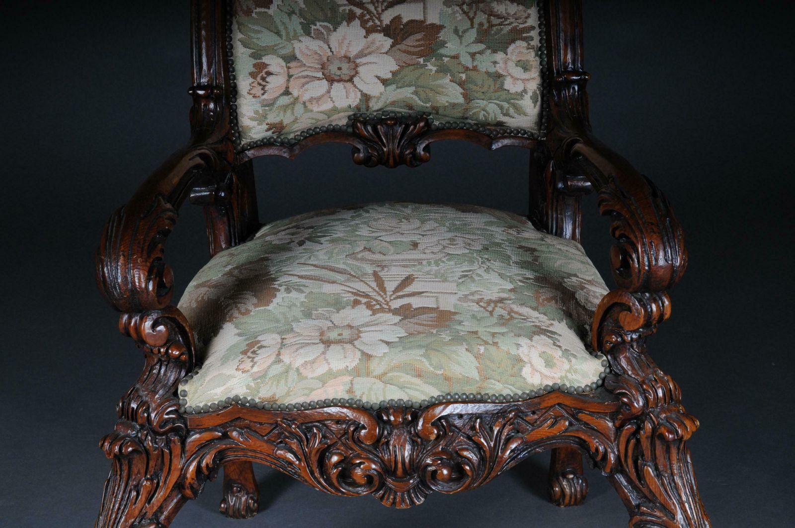 20th Century Venetian Rococo Throne Armchair / Chair Walnut photo for sale