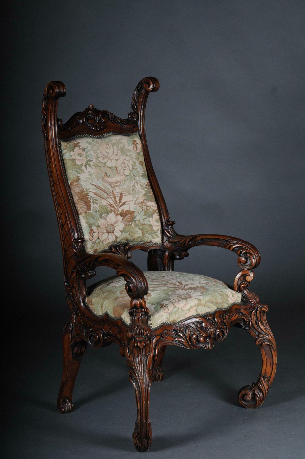 20th Century Venetian Rococo Throne Armchair / Chair Walnut photo buy