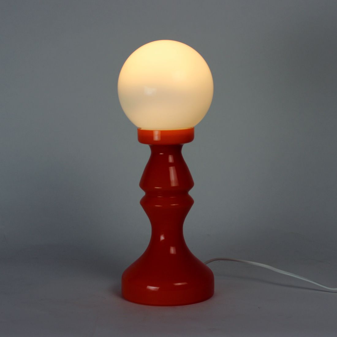 Unique Orange Glass Table Lamp By Vitropol, Poland 1960s photo for sale