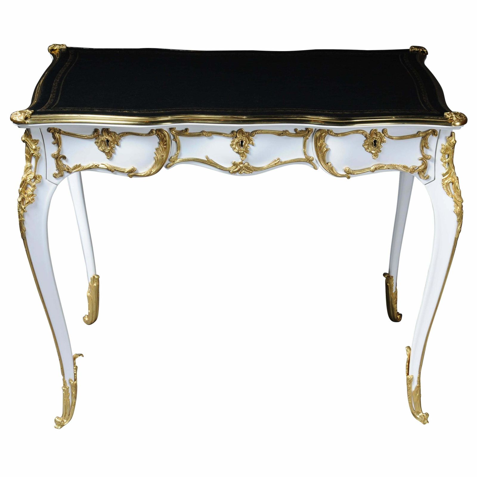 20th Century Luxurious White Bureau Plat / Writing Desk In Louis XV Style