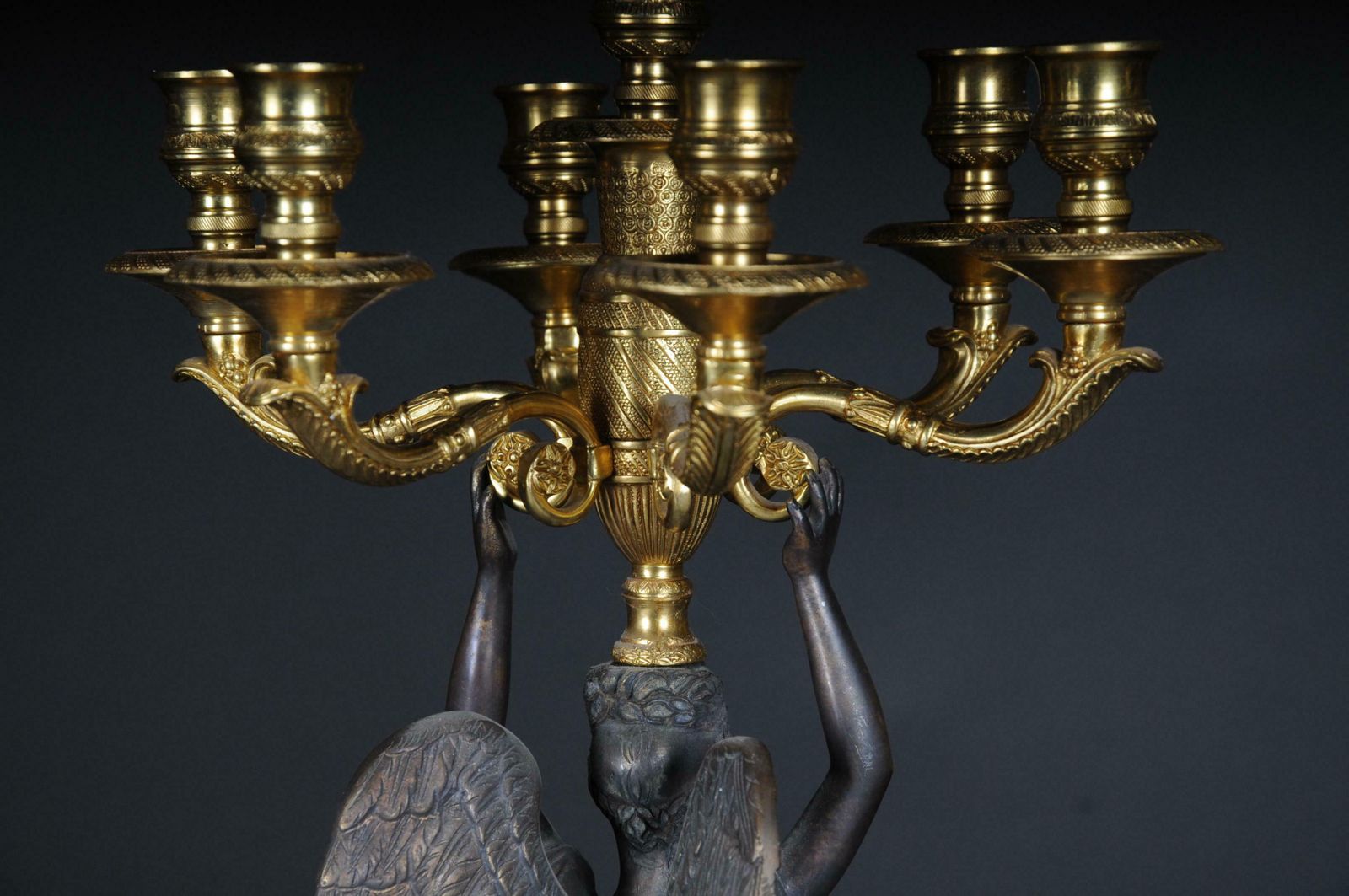 photo for sale Pair Of Empire Ceremonial Bronze Candelabras/Candlesticks After P. P. Thomire