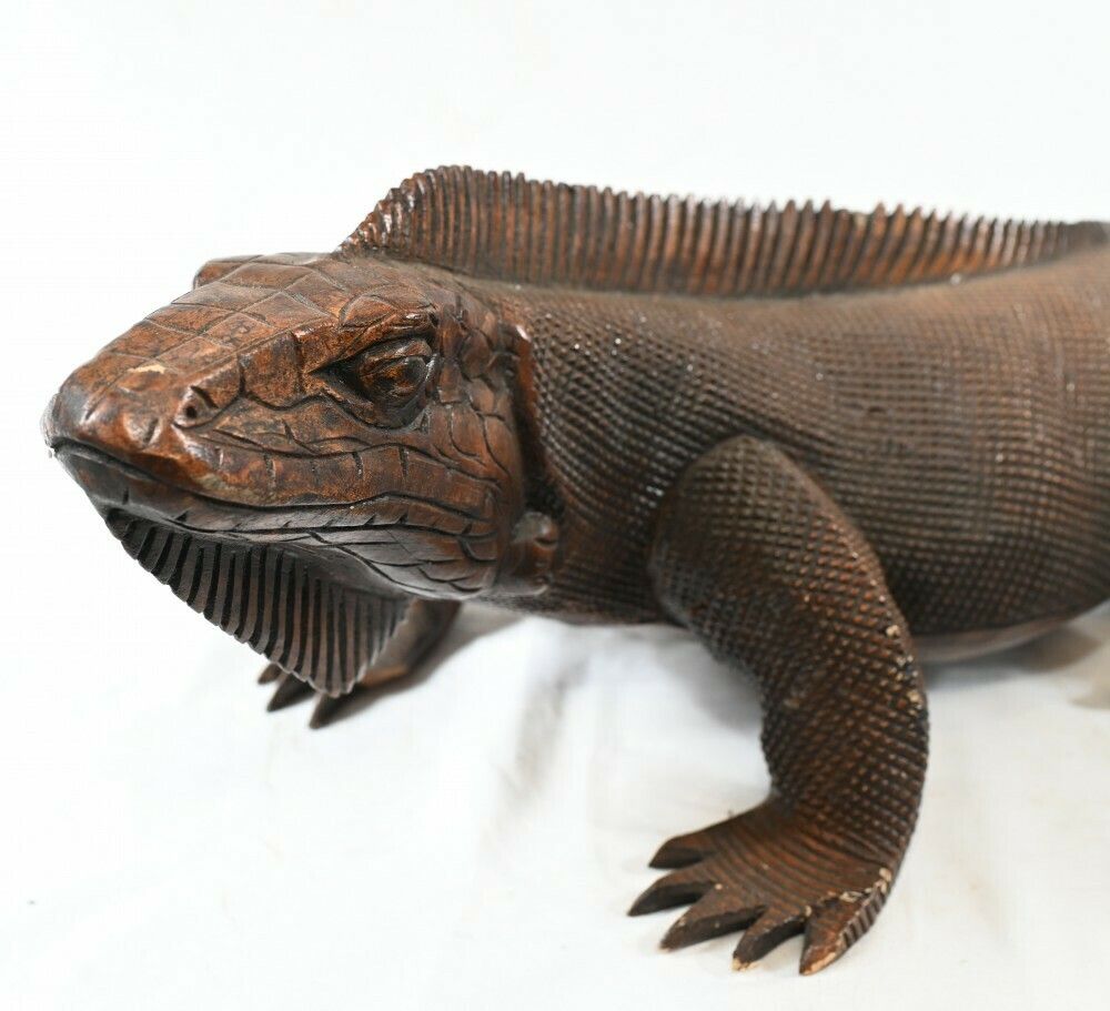 Hand Carved Komodo Dragon Sculpture Lizard Reptile photo for sale