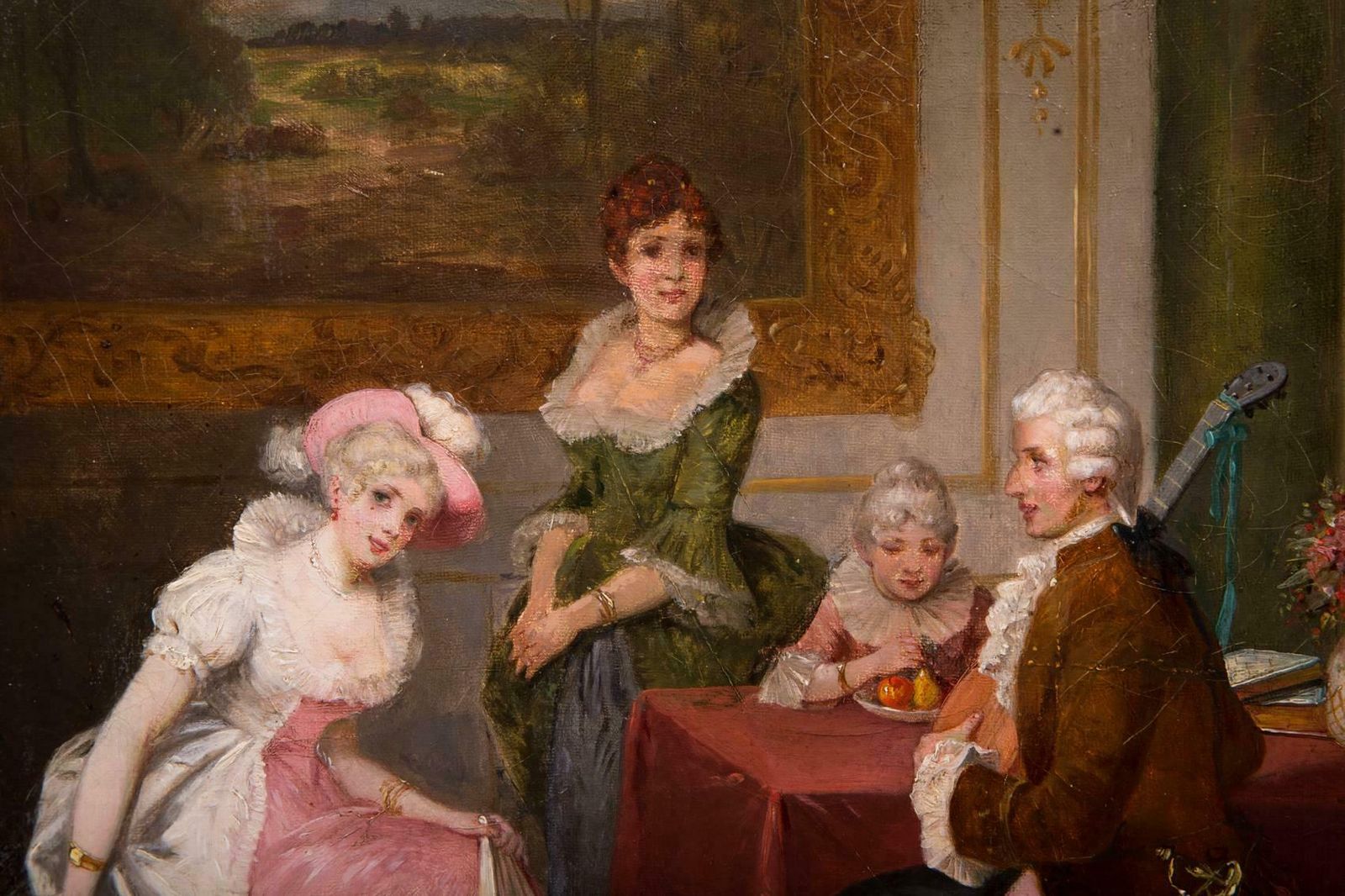 19th Century Historicism Rococo Paintings L. Morbach, Munich, 1894 photo vinterior