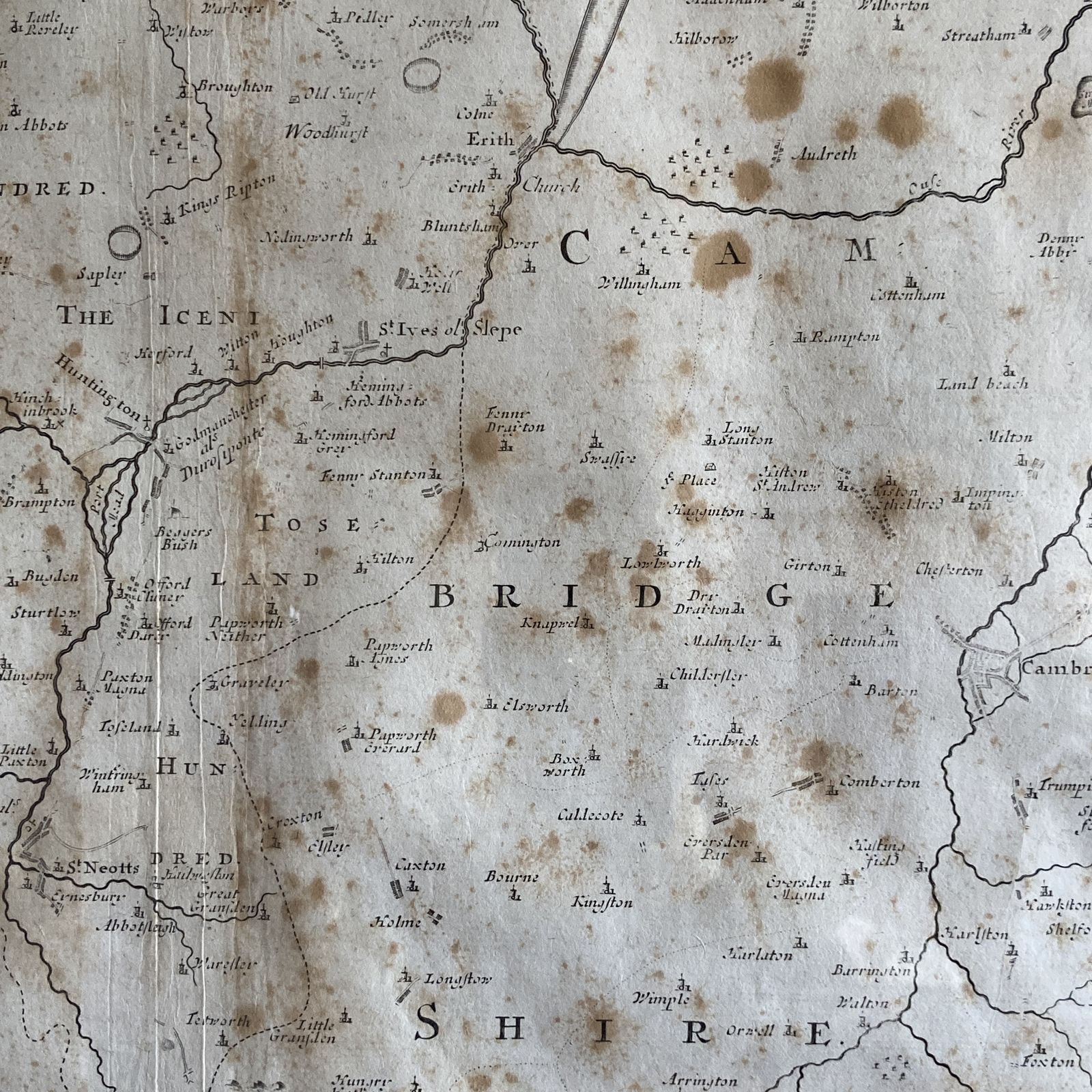 Map Of Huntington Shire By Robert Morden, Circa 1722 photo buy