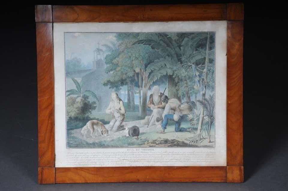 Set Of 6 Biedermeier Paintings Steel Engravings, Circa 1820 photo Art