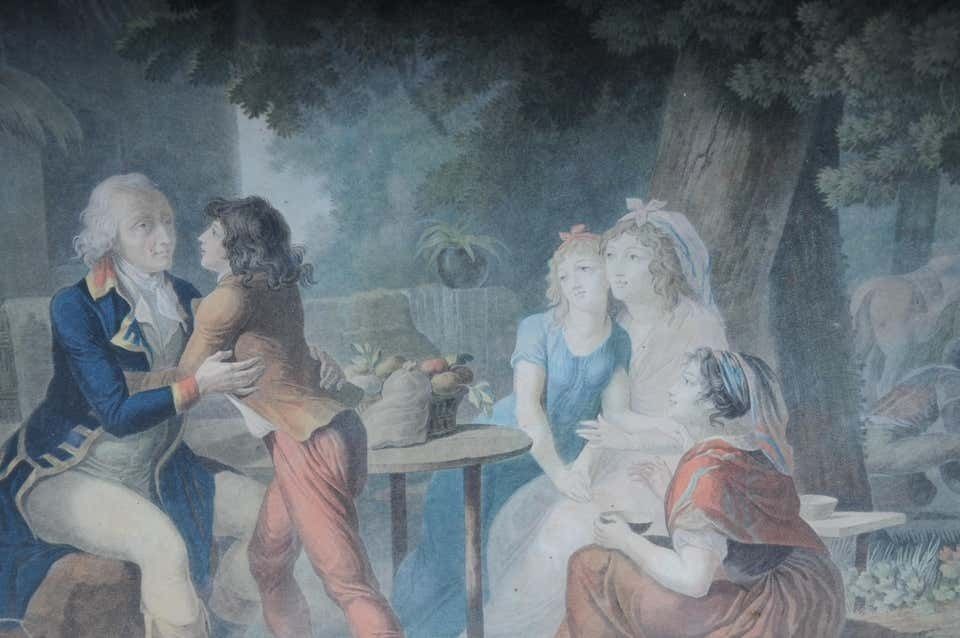 photo vinterior Set Of 6 Biedermeier Paintings Steel Engravings, Circa 1820