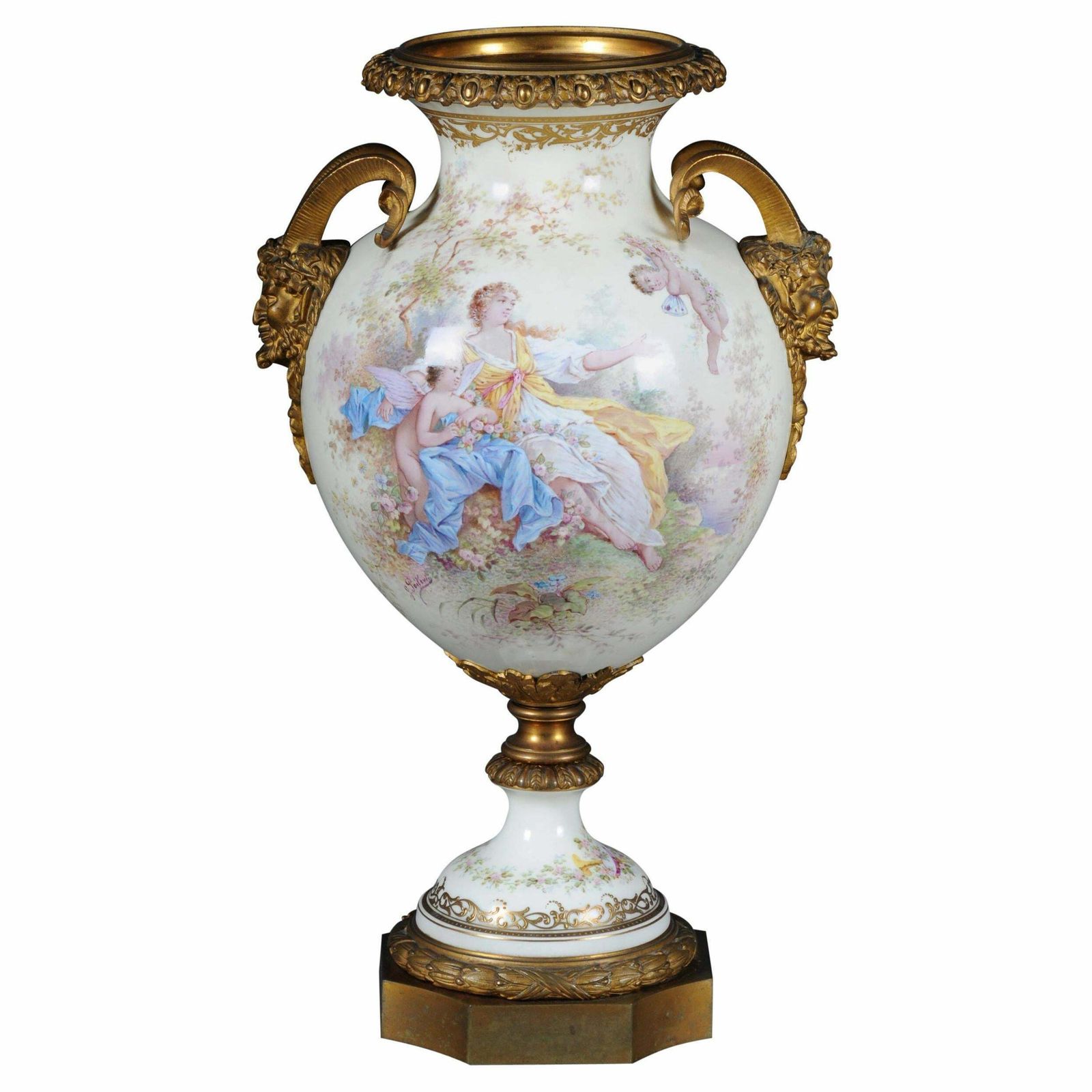 19th Century Monumental Sèvres Pomp Vase With Bronze Mounting