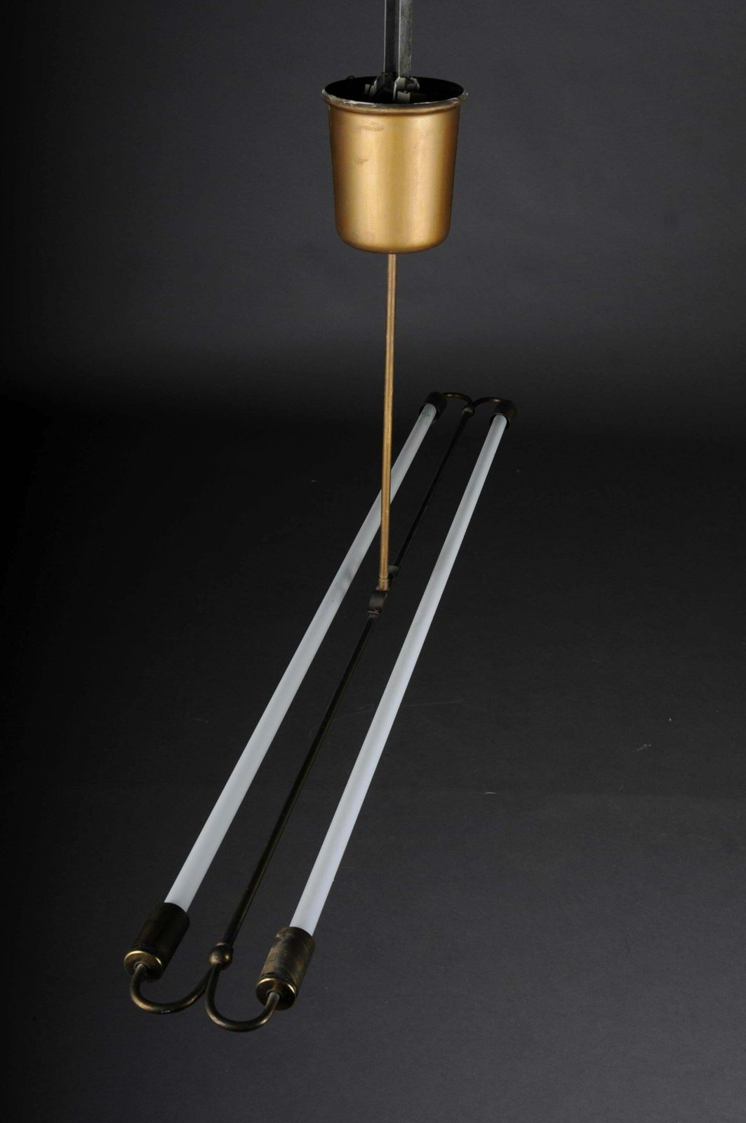 photo for sale Large Vintage Ceiling Lamp, Ceiling Lamp Brass Neon Tube, 1950''S
