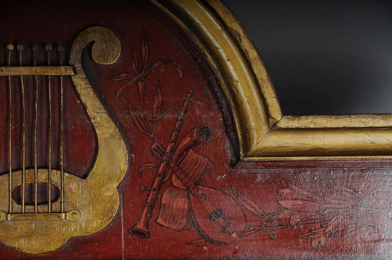 19th Century Exceptional Solitare Wall Decoration / Wall Covering With Painting photo Art