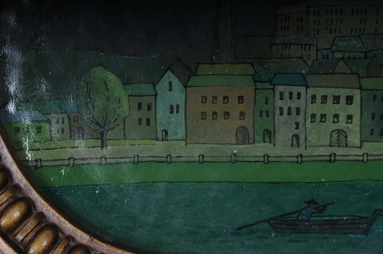 Art 19th Century Exceptional Solitare Wall Decoration / Wall Covering With Painting photo