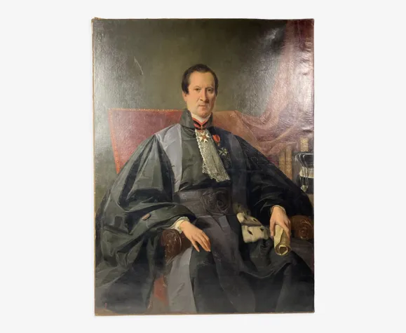 19th Century Large French Portrait Signed P. Le Chevalier