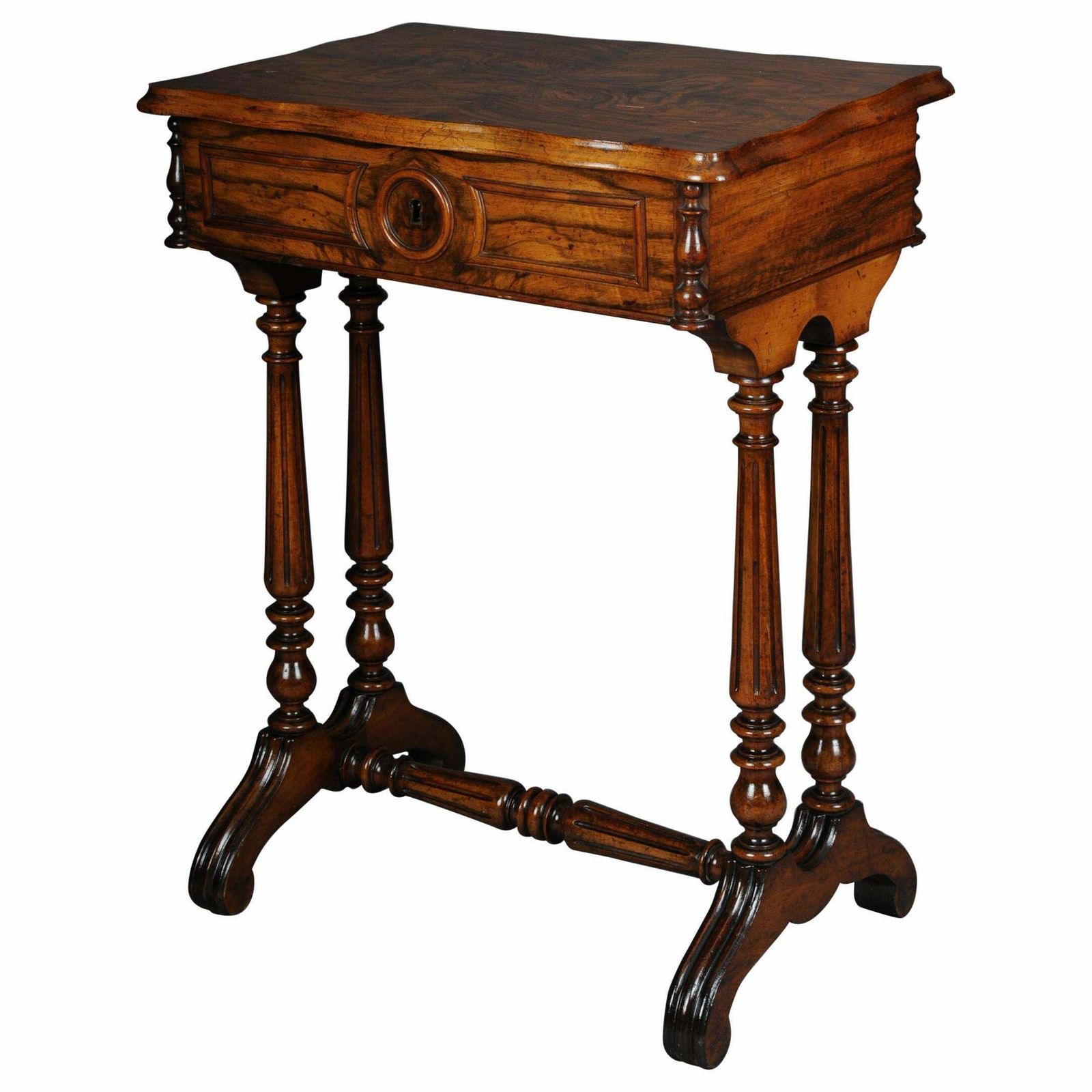 Fancy Biedermeier Sewing Table / Side Table Circa 1850 Walnut