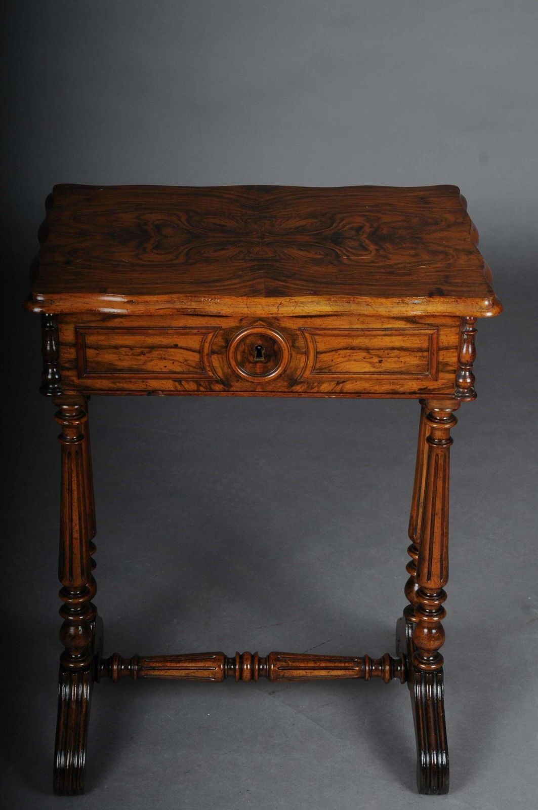 Fancy Biedermeier Sewing Table / Side Table Circa 1850 Walnut photo for sale