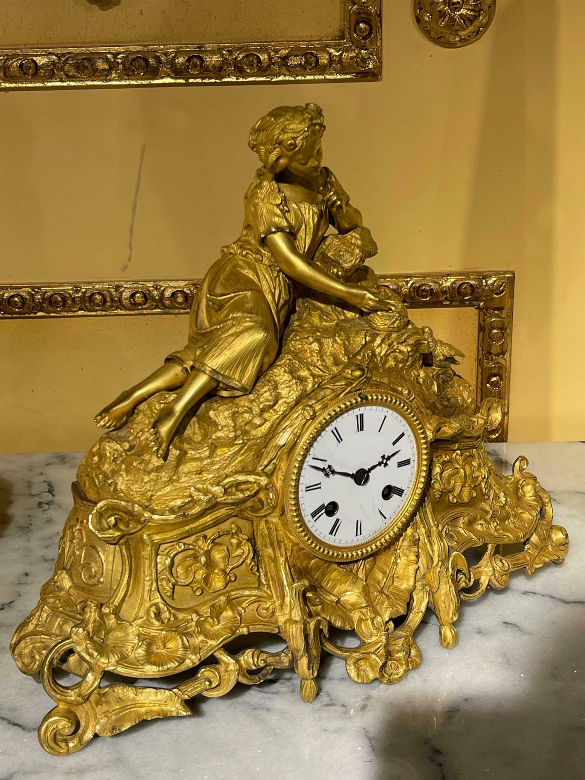 1585.0 French Mantel Clock  Pendulum Clock Fire Gilt  Around 1870 1880 photo