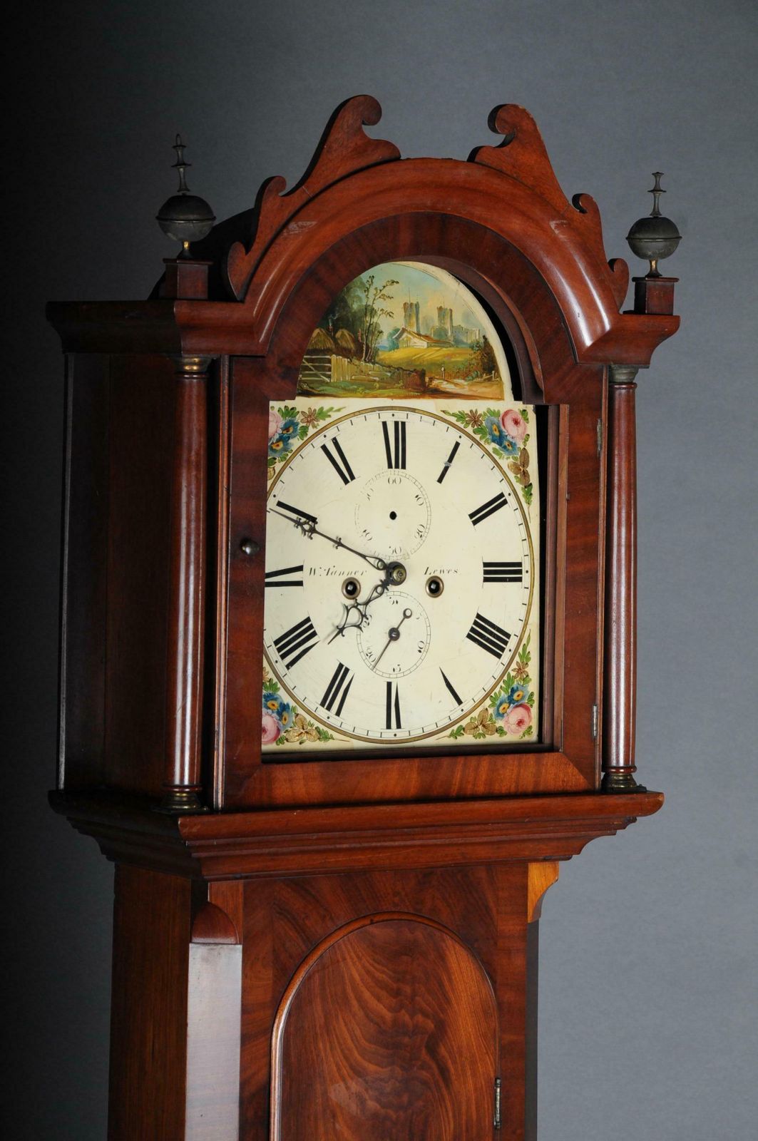 Beautiful Antique English Grandfather Clock Mahogany 19th Century photo vintage