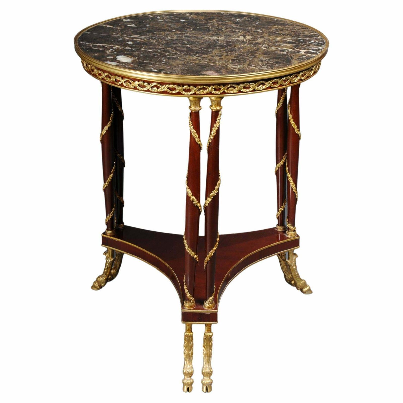 20th Century Majestic Empire Salon Table/Gueridon, Beechwood, Marble