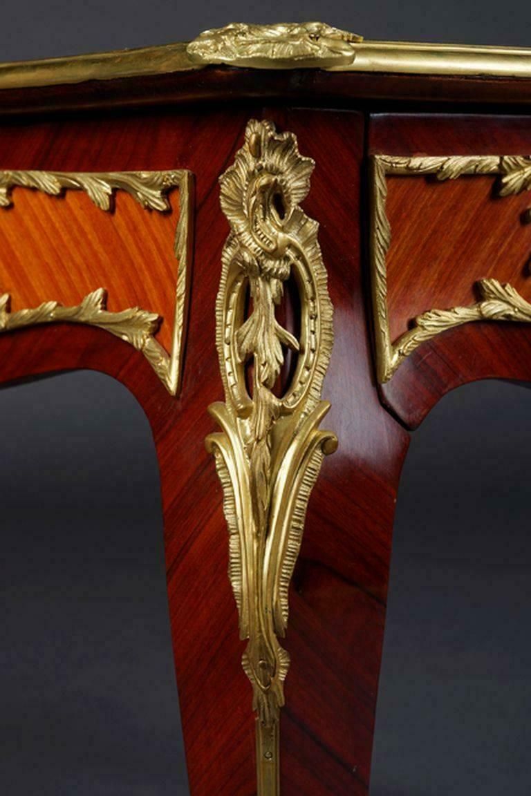 20th Century Louis XV Style Womens Tulip Veneer Bureau Plat Or Desk photo vintage