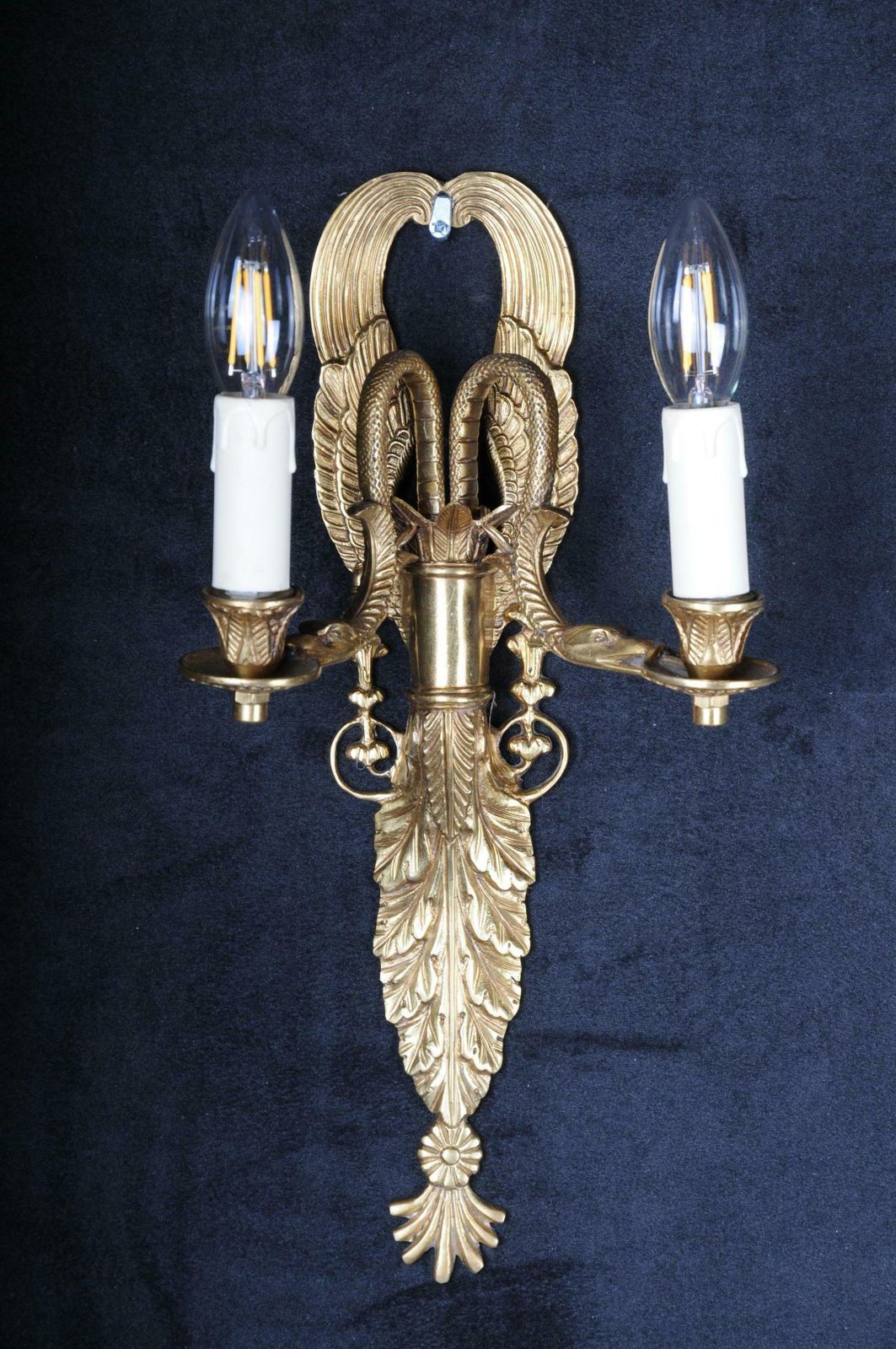 Pair Of French Bronze Wall Appliqués Or Sconces Empire Style photo vintage