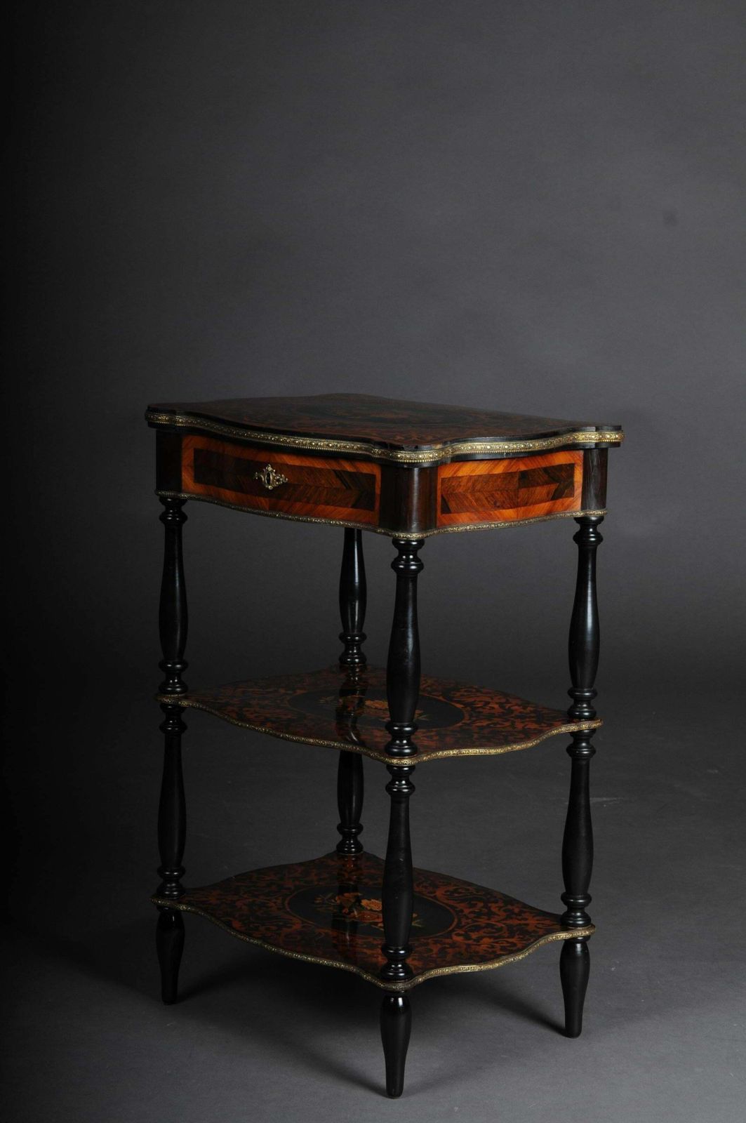 19th Century Marquetry Side Table With Jewellery Box  Circa 1870 photo Furniture