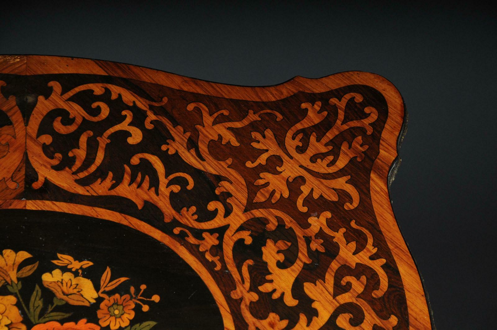 photo for sale 19th Century Marquetry Side Table With Jewellery Box  Circa 1870