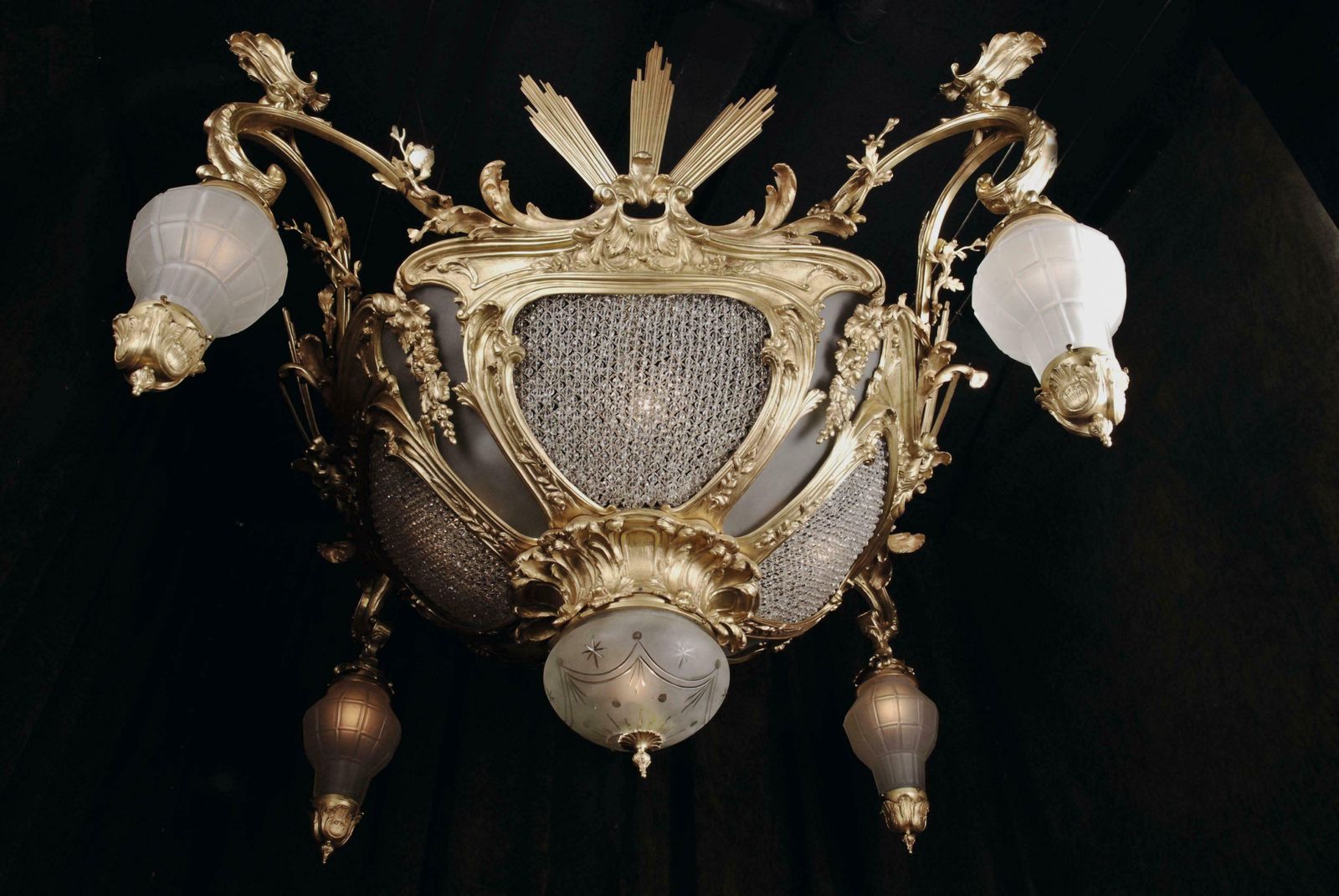 20th Century Louis XV Style Cast Bronze Candelabra Chandelier photo buy