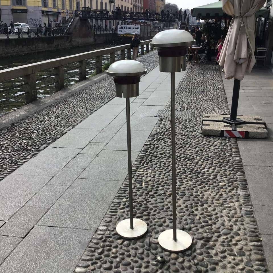 photo vinterior Sergio Mazza ‘Tau’ Couple Floor Lamp Metal Crome Glass 1960 Italy