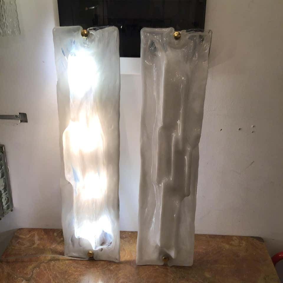 Venini “ Toni Zuccheri “ Sconces Murano Glass Brass Metal 1955 Italy photo for sale