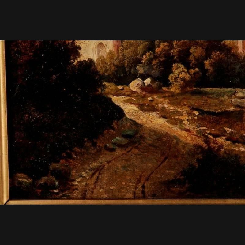 19th Century Oil Painting With Castle View photo Art